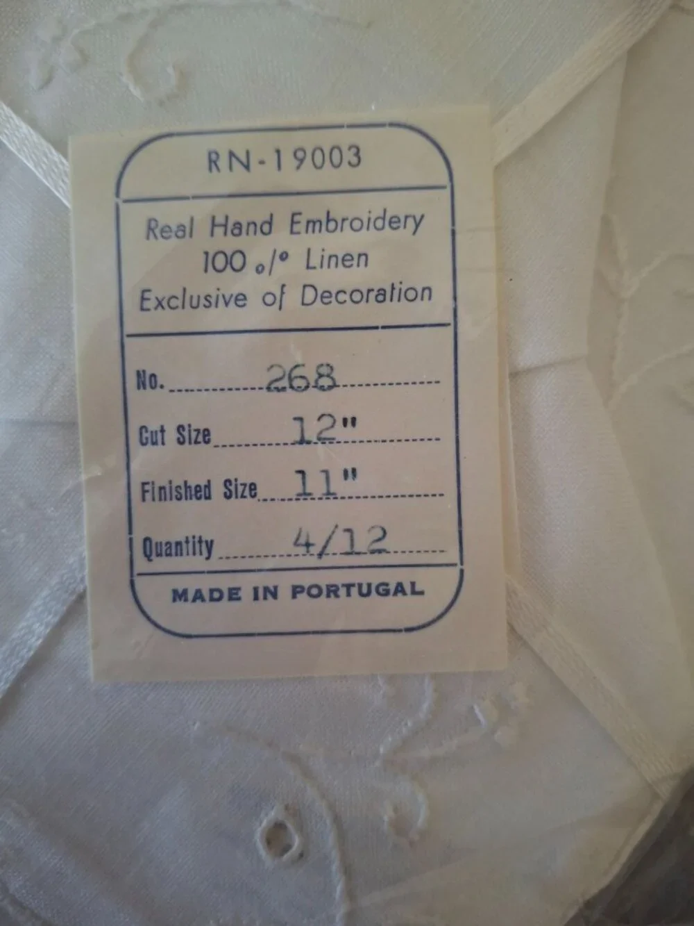 Vintage Portugal Hand Embroidered Linen Napkins Scalloped Cottagecore Set
